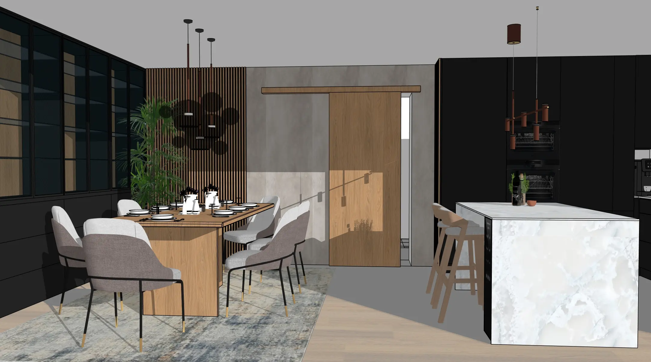SketchUp 3D koncepční model interiéru